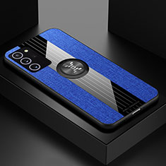 Custodia Silicone Ultra Sottile Morbida Cover con Magnetico Anello Supporto X01L per Samsung Galaxy Note 20 5G Blu