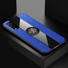Custodia Silicone Ultra Sottile Morbida Cover con Magnetico Anello Supporto X01L per Vivo Y20T Blu