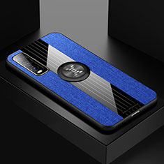 Custodia Silicone Ultra Sottile Morbida Cover con Magnetico Anello Supporto X01L per Vivo Y70S 5G Blu