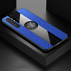 Custodia Silicone Ultra Sottile Morbida Cover con Magnetico Anello Supporto X01L per Xiaomi Mi Note 10 Lite Blu