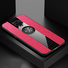 Custodia Silicone Ultra Sottile Morbida Cover con Magnetico Anello Supporto X01L per Xiaomi Poco M2 Pro Rosso