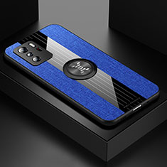 Custodia Silicone Ultra Sottile Morbida Cover con Magnetico Anello Supporto X01L per Xiaomi Poco X3 GT 5G Blu