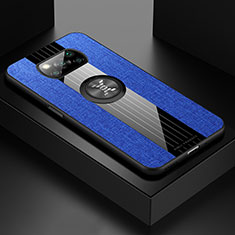 Custodia Silicone Ultra Sottile Morbida Cover con Magnetico Anello Supporto X01L per Xiaomi Poco X3 NFC Blu