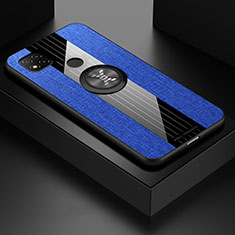 Custodia Silicone Ultra Sottile Morbida Cover con Magnetico Anello Supporto X01L per Xiaomi Redmi 10A 4G Blu
