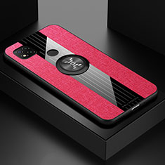 Custodia Silicone Ultra Sottile Morbida Cover con Magnetico Anello Supporto X01L per Xiaomi Redmi 10A 4G Rosso