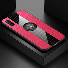 Custodia Silicone Ultra Sottile Morbida Cover con Magnetico Anello Supporto X01L per Xiaomi Redmi 9A Rosso