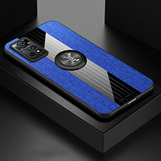 Custodia Silicone Ultra Sottile Morbida Cover con Magnetico Anello Supporto X01L per Xiaomi Redmi Note 11 4G (2022) Blu