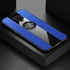 Custodia Silicone Ultra Sottile Morbida Cover con Magnetico Anello Supporto X01L per Xiaomi Redmi Note 9S Blu