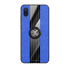 Custodia Silicone Ultra Sottile Morbida Cover con Magnetico Anello Supporto X02L per Samsung Galaxy A02 Blu