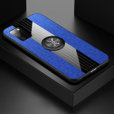 Custodia Silicone Ultra Sottile Morbida Cover con Magnetico Anello Supporto X02L per Samsung Galaxy A03s Blu