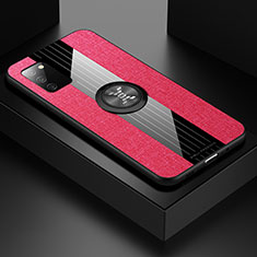 Custodia Silicone Ultra Sottile Morbida Cover con Magnetico Anello Supporto X02L per Samsung Galaxy A03s Rosso
