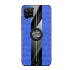Custodia Silicone Ultra Sottile Morbida Cover con Magnetico Anello Supporto X02L per Samsung Galaxy A12 5G Blu