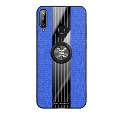 Custodia Silicone Ultra Sottile Morbida Cover con Magnetico Anello Supporto X02L per Samsung Galaxy A20s Blu