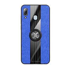 Custodia Silicone Ultra Sottile Morbida Cover con Magnetico Anello Supporto X02L per Samsung Galaxy A30 Blu