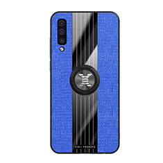 Custodia Silicone Ultra Sottile Morbida Cover con Magnetico Anello Supporto X02L per Samsung Galaxy A30S Blu