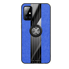 Custodia Silicone Ultra Sottile Morbida Cover con Magnetico Anello Supporto X02L per Samsung Galaxy A51 4G Blu