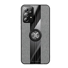 Custodia Silicone Ultra Sottile Morbida Cover con Magnetico Anello Supporto X02L per Samsung Galaxy A52 4G Grigio