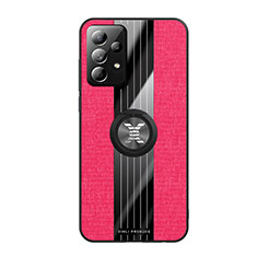Custodia Silicone Ultra Sottile Morbida Cover con Magnetico Anello Supporto X02L per Samsung Galaxy A52 5G Rosso
