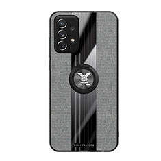 Custodia Silicone Ultra Sottile Morbida Cover con Magnetico Anello Supporto X02L per Samsung Galaxy A72 5G Grigio