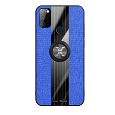 Custodia Silicone Ultra Sottile Morbida Cover con Magnetico Anello Supporto X02L per Samsung Galaxy M21 Blu