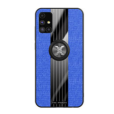 Custodia Silicone Ultra Sottile Morbida Cover con Magnetico Anello Supporto X02L per Samsung Galaxy M51 Blu