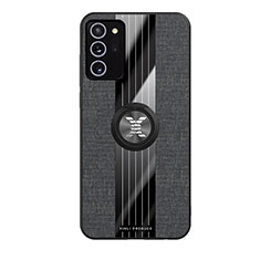 Custodia Silicone Ultra Sottile Morbida Cover con Magnetico Anello Supporto X02L per Samsung Galaxy Note 20 5G Nero