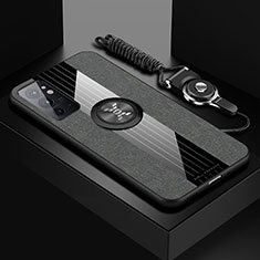 Custodia Silicone Ultra Sottile Morbida Cover con Magnetico Anello Supporto X03L per OnePlus 9RT 5G Grigio