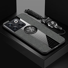 Custodia Silicone Ultra Sottile Morbida Cover con Magnetico Anello Supporto X03L per OnePlus Ace Pro 5G Grigio