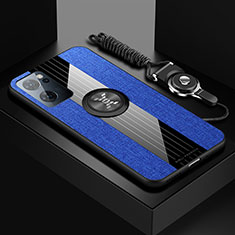 Custodia Silicone Ultra Sottile Morbida Cover con Magnetico Anello Supporto X03L per OnePlus Nord CE 2 5G Blu