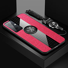 Custodia Silicone Ultra Sottile Morbida Cover con Magnetico Anello Supporto X03L per OnePlus Nord N20 5G Rosso