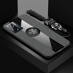 Custodia Silicone Ultra Sottile Morbida Cover con Magnetico Anello Supporto X03L per OnePlus Nord N300 5G Grigio