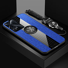 Custodia Silicone Ultra Sottile Morbida Cover con Magnetico Anello Supporto X03L per Oppo A58 5G Blu