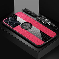 Custodia Silicone Ultra Sottile Morbida Cover con Magnetico Anello Supporto X03L per Oppo A97 5G Rosso