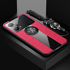Custodia Silicone Ultra Sottile Morbida Cover con Magnetico Anello Supporto X03L per Oppo K10 Pro 5G Rosso