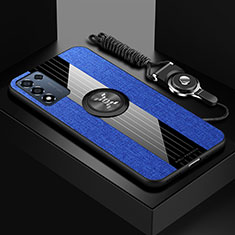 Custodia Silicone Ultra Sottile Morbida Cover con Magnetico Anello Supporto X03L per Oppo K9S 5G Blu