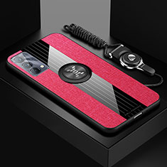 Custodia Silicone Ultra Sottile Morbida Cover con Magnetico Anello Supporto X03L per Realme GT Master 5G Rosso
