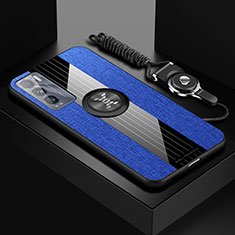 Custodia Silicone Ultra Sottile Morbida Cover con Magnetico Anello Supporto X03L per Realme GT Master Explorer 5G Blu