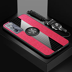 Custodia Silicone Ultra Sottile Morbida Cover con Magnetico Anello Supporto X03L per Realme GT Master Explorer 5G Rosso
