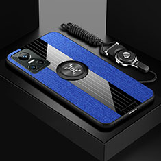 Custodia Silicone Ultra Sottile Morbida Cover con Magnetico Anello Supporto X03L per Realme GT Neo3 5G Blu