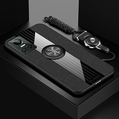 Custodia Silicone Ultra Sottile Morbida Cover con Magnetico Anello Supporto X03L per Realme GT Neo3 5G Nero