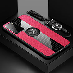 Custodia Silicone Ultra Sottile Morbida Cover con Magnetico Anello Supporto X03L per Samsung Galaxy S20 Plus Rosso