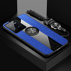 Custodia Silicone Ultra Sottile Morbida Cover con Magnetico Anello Supporto X03L per Vivo iQOO 10 Pro 5G Blu