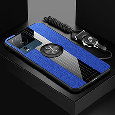 Custodia Silicone Ultra Sottile Morbida Cover con Magnetico Anello Supporto X03L per Vivo iQOO Neo7 SE Blu