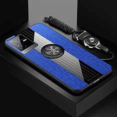 Custodia Silicone Ultra Sottile Morbida Cover con Magnetico Anello Supporto X03L per Vivo iQOO Z6x Blu