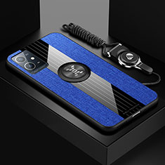 Custodia Silicone Ultra Sottile Morbida Cover con Magnetico Anello Supporto X03L per Vivo T1 5G India Blu