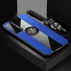 Custodia Silicone Ultra Sottile Morbida Cover con Magnetico Anello Supporto X03L per Vivo X70 5G Blu