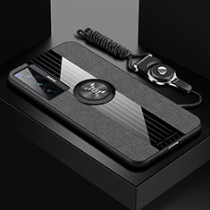 Custodia Silicone Ultra Sottile Morbida Cover con Magnetico Anello Supporto X03L per Vivo X70 5G Grigio