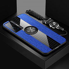 Custodia Silicone Ultra Sottile Morbida Cover con Magnetico Anello Supporto X03L per Vivo X70 Pro 5G Blu