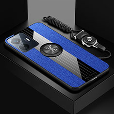 Custodia Silicone Ultra Sottile Morbida Cover con Magnetico Anello Supporto X03L per Vivo Y77 5G Blu