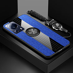 Custodia Silicone Ultra Sottile Morbida Cover con Magnetico Anello Supporto X03L per Xiaomi Civi 2 5G Blu